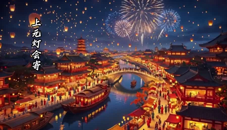 AI 短剧案例 · 上元灯会夜景