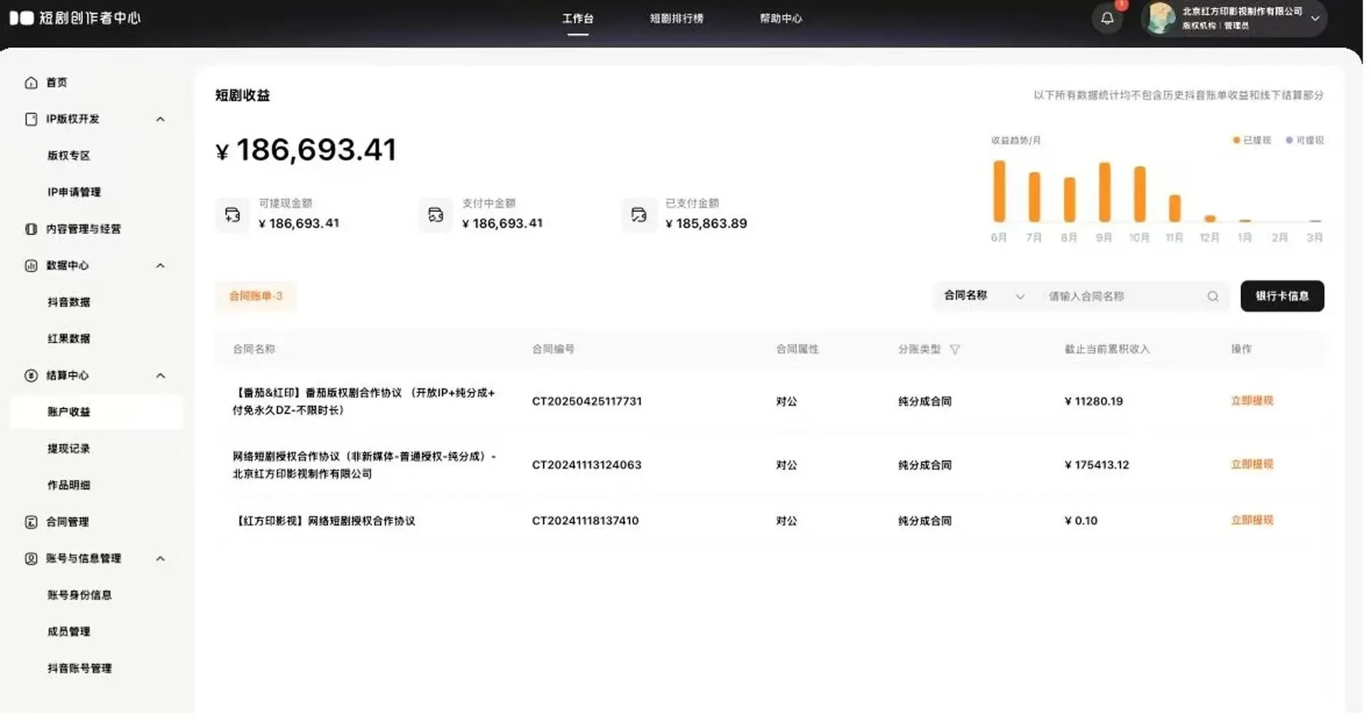 短剧收益明细